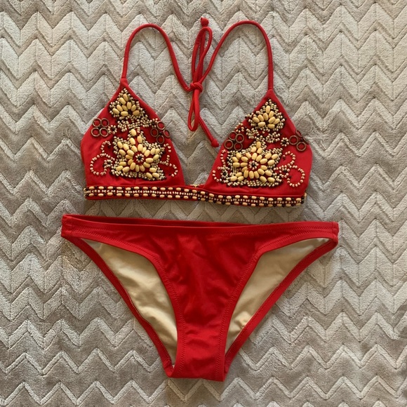 Victoria's Secret Other - Victoria’s Secret red XS beaded bikini
